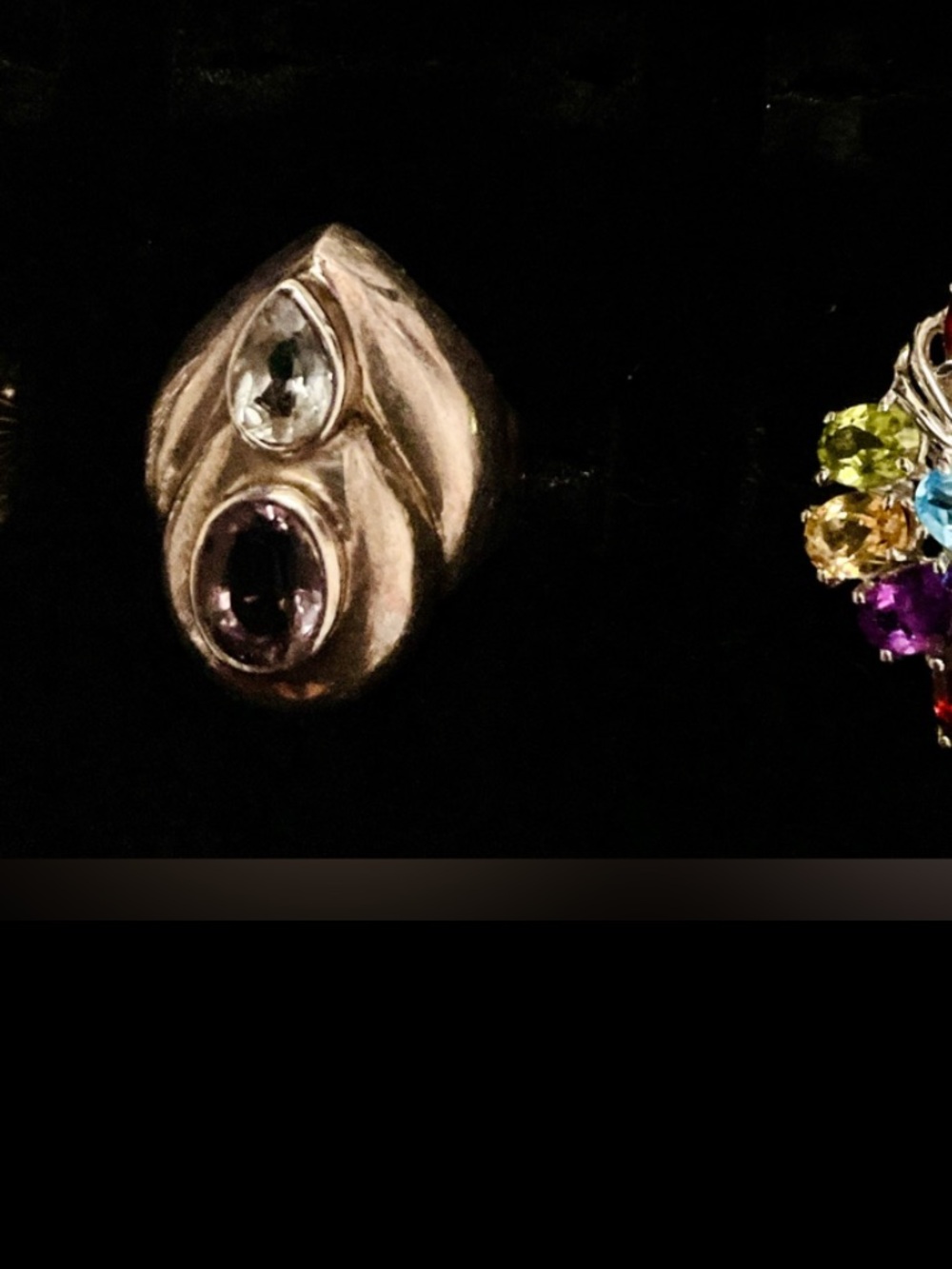 Pure silver antique ring size 7,
with beautiful color stones.